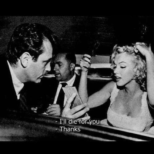 Fan to Merlin Monroe : I'll die for you ! Merlin : Thanks ! 