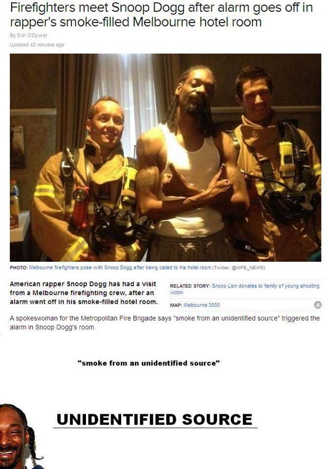 Firefighters meet Snoop Dogg after alarm goes of in his hotel room