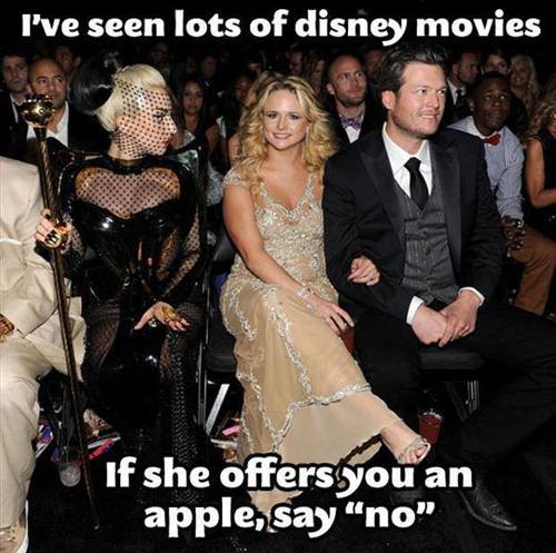 I've seen lots of Disney movies If she offers you an apple, say no - Lady Gaga At The 2012 Grammys