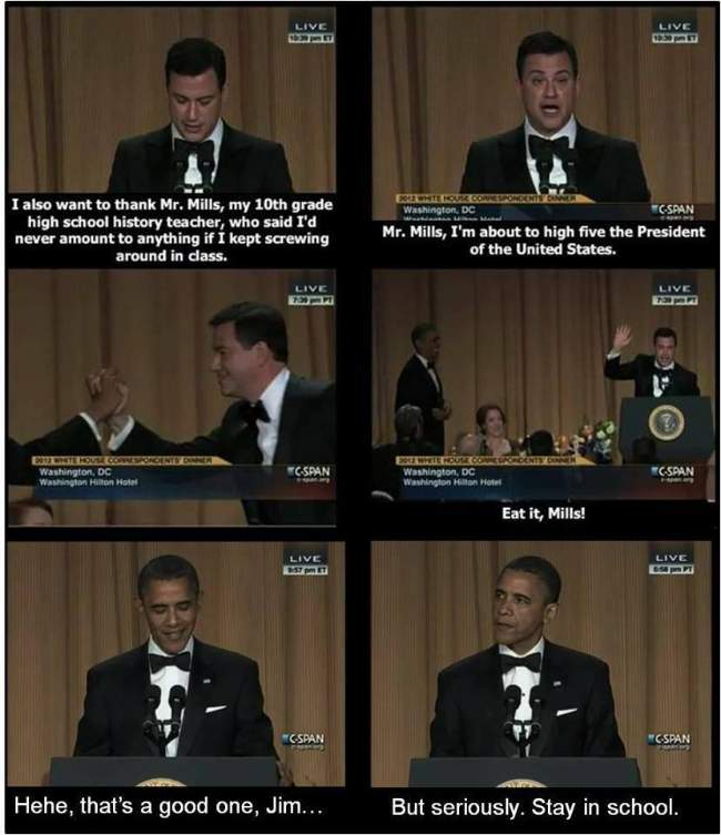 Jimmy Kimmel - I also want to thank Mr. Mills, my tenth grade high school history teacher