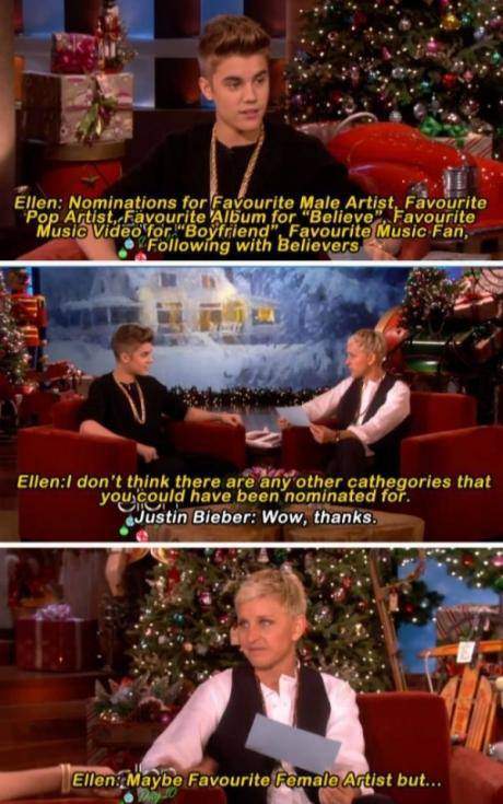 Justin Bieber owned by Ellen DeGeneres