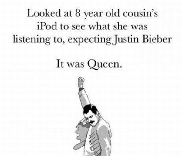 Looked at 8 year old cousin's iPod to see what she was listening to, expecting Justin Bieber...