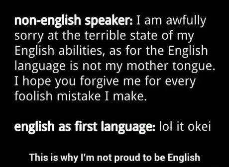 non English speaker vs. English as first language