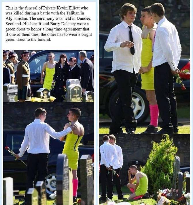 Oath to wear a bright green dress to the funeral if one of best friends die.