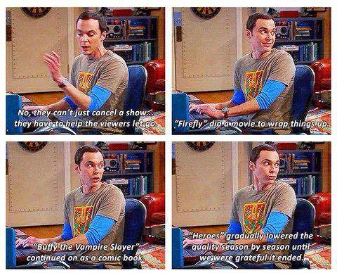 Sheldon Cooper - They can't just cancel a show like Alphas. You know?