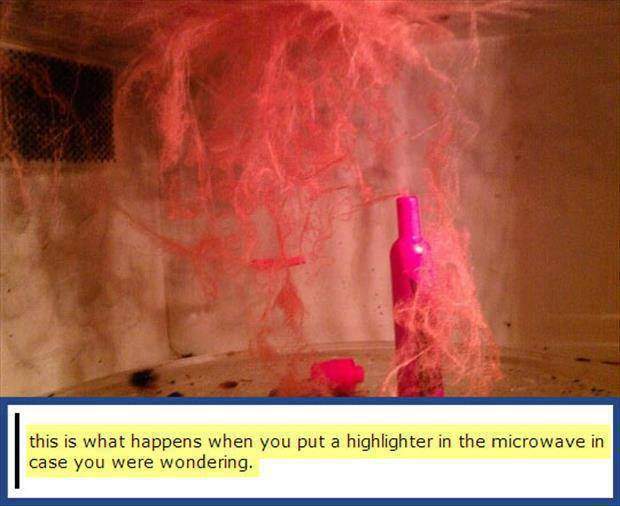 This is what happens when you put highlighter in the microwave 