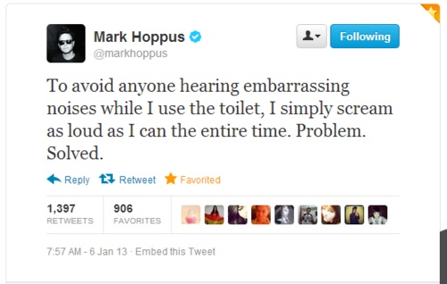 To avoid anyone hearing embarrassing noises while I use the toilet, I simply scream as loud as I can the entire time