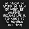 Be crazy. Be stupid. Be silly. Be weird. Be whatever.