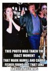 The photo was taken exact moment Mark Hamill and Carrie Fischer found out that Luke And Leia are twins