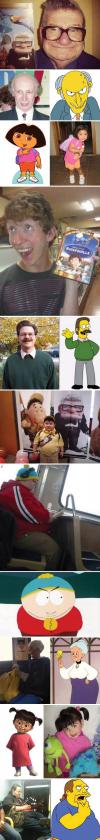 Cartoon characters vs real persons